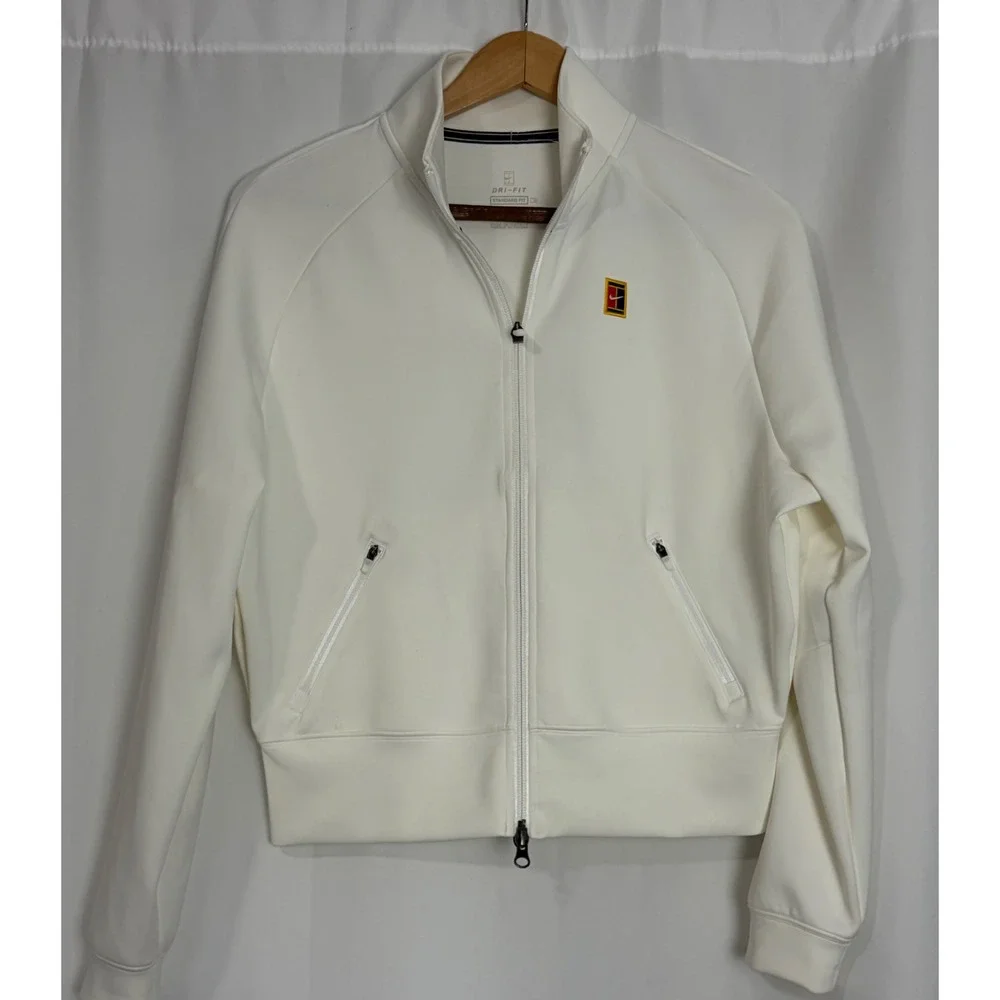 Nike Court Dri-FIT Victory Tennis Jacket White Full Zip Womens Medium Athletic